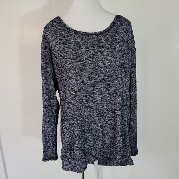 Elan Size EST L Open Back Off Shoulder Grey White Blended Sweater Casual - Picture 2 of 8